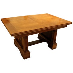 Art Nouveau Oak Big Extendable Table
