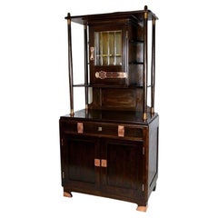 Antique Art Nouveau Oak Cabinet/ Buffet/ Credenza With Copper Elements, Austria ca. 1910