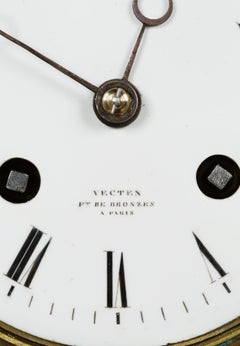 Art Nouveau Oak Cased Mantel Clock with Copper Inlay by Vecten, Paris