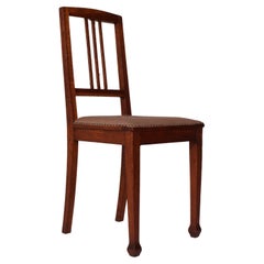 art nouveau oak chair Jugendstil Nikolai Schule embroidery a. 1910 exc condition