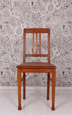 Jugendstil Eichenstuhl Jugendstil Nikolai Schule Stickerei a. 1910 ex Zustand