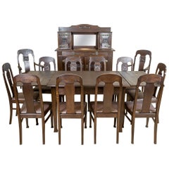 Art Nouveau Oak Dining Room Set, circa 1910-1920