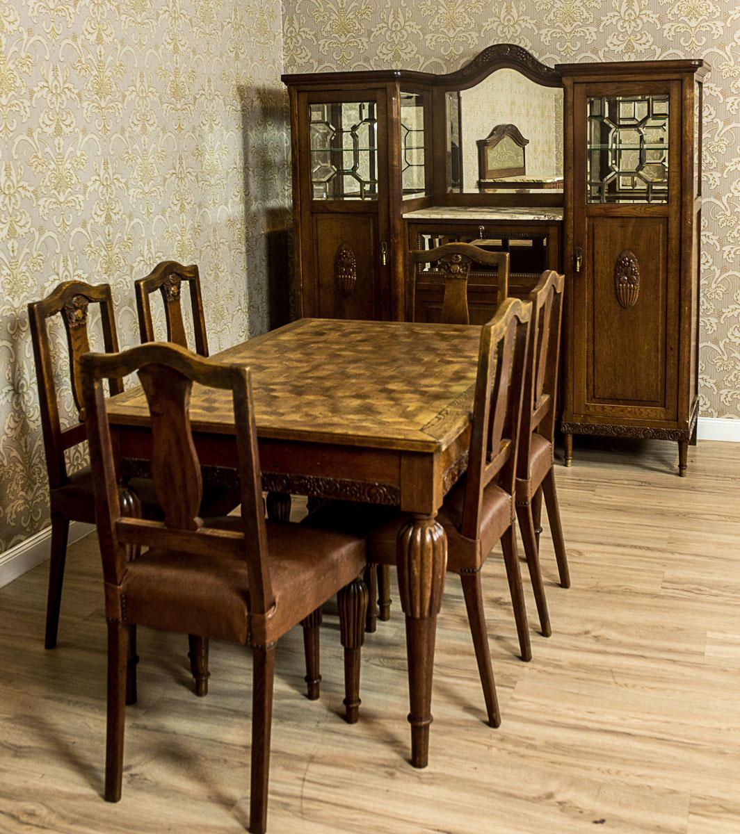 Art Nouveau Oak Dining Room Suite, circa 1910 In Good Condition In Opole, PL