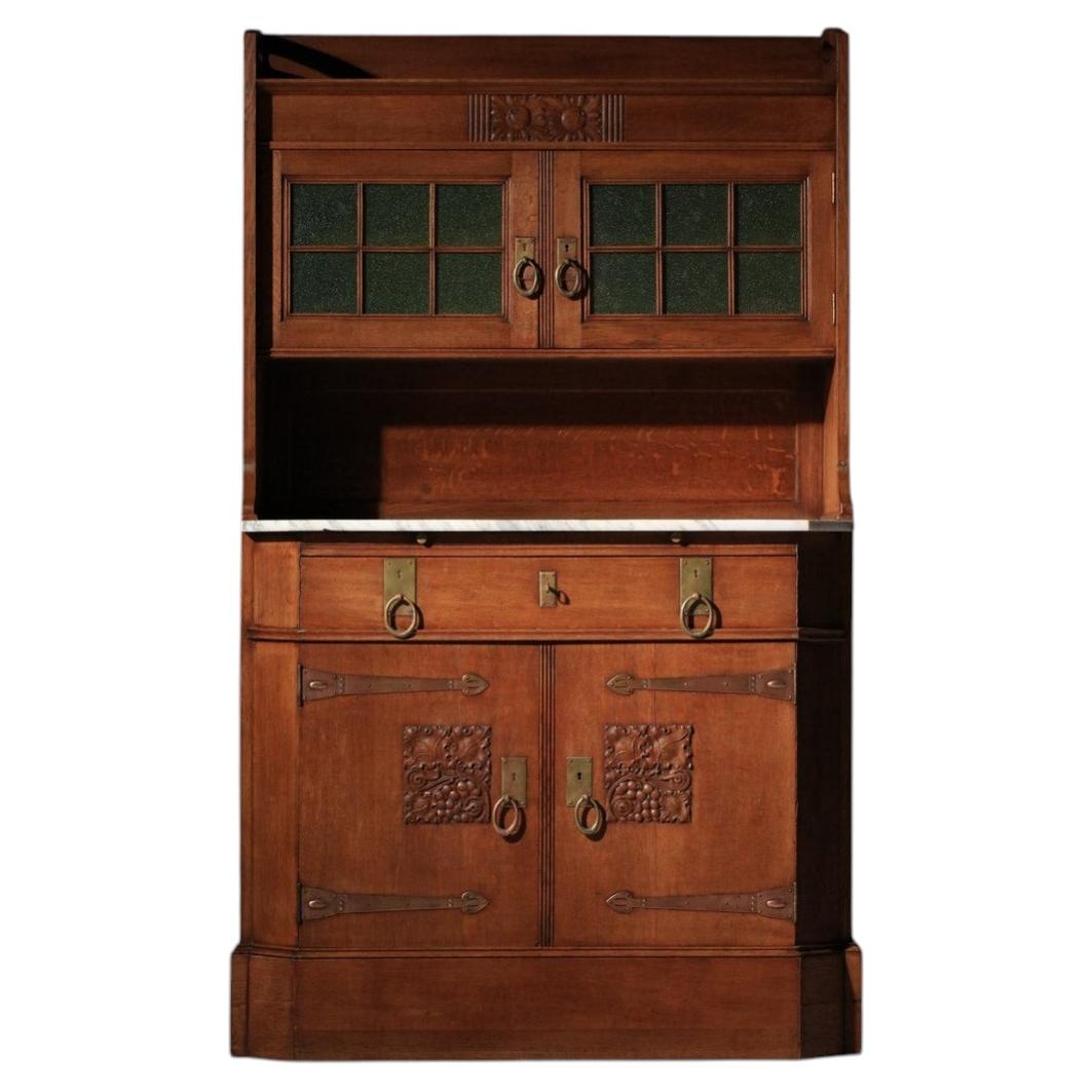 Art Nouveau oak double-structured buffet, Art & Craft style from the 20s