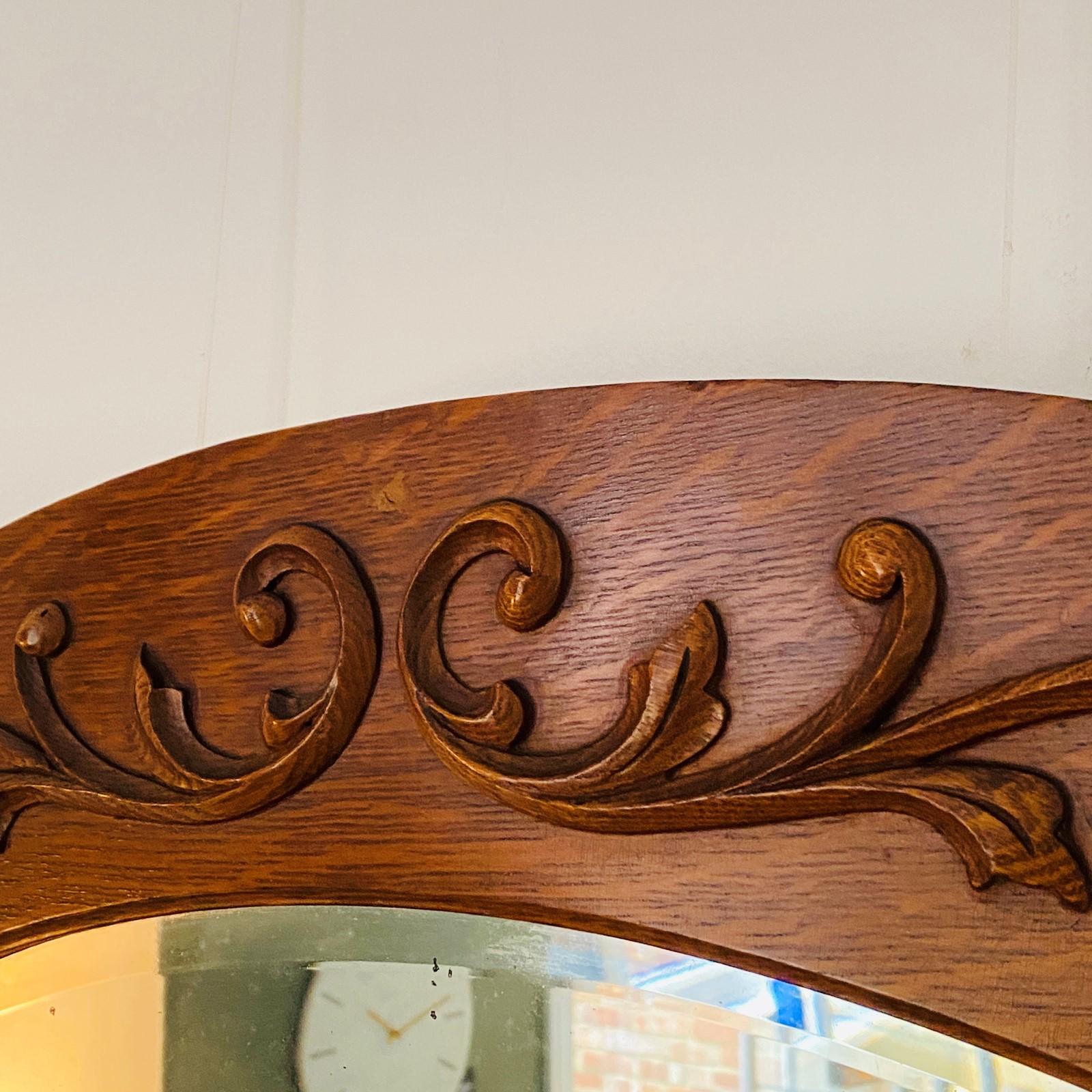 Jugendstil Eiche Flur oder Bistrot Spiegel (Messing) im Angebot