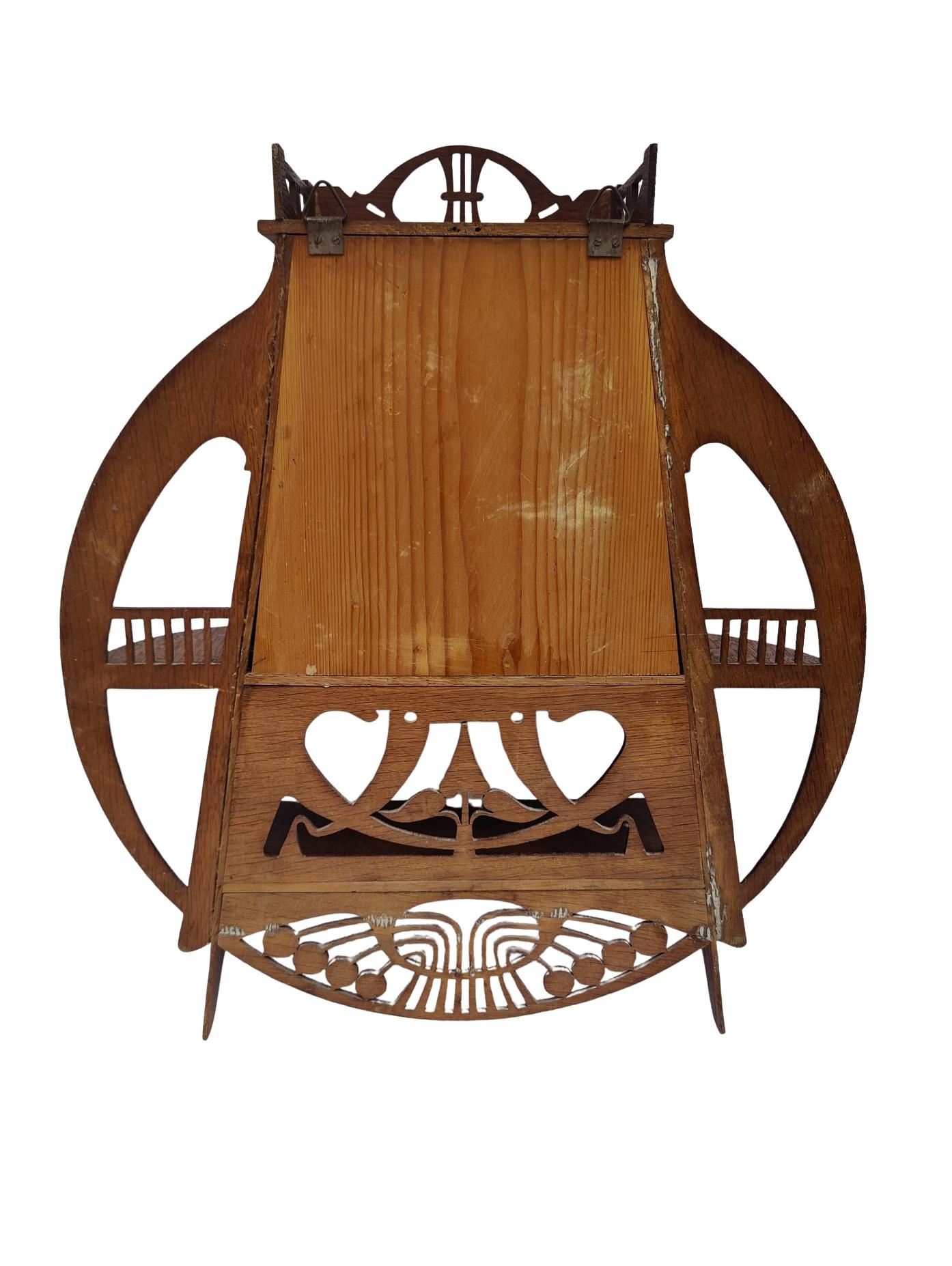Art Nouveau Oak Hanging Wall Cabinet For Sale 1