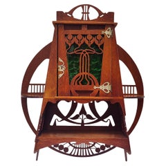 Art Nouveau Oak Hanging Wall Cabinet