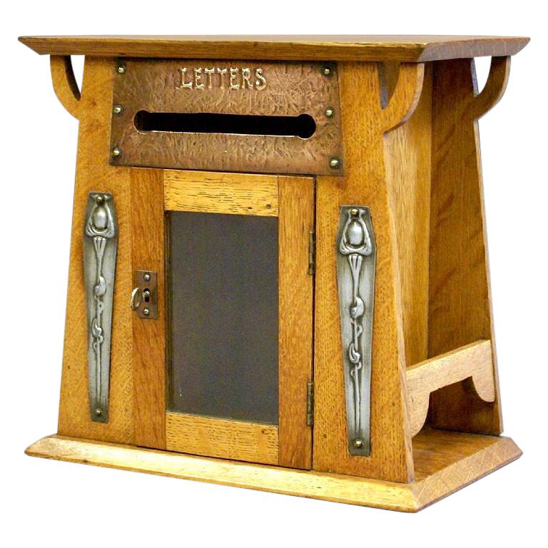 Art Nouveau Oak Letter Box