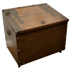 Antique Art Nouveau Log or Storage Box  This big log box is made in solid walnut 