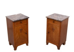 Art Nouveau Oak Night stands Marble tops Holland 1920s