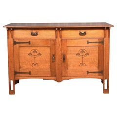 Antique Art Nouveau oak sideboard