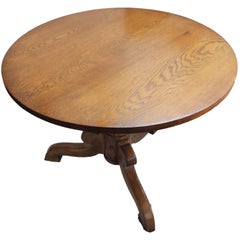 Art Nouveau Oak Small Round / Center Table