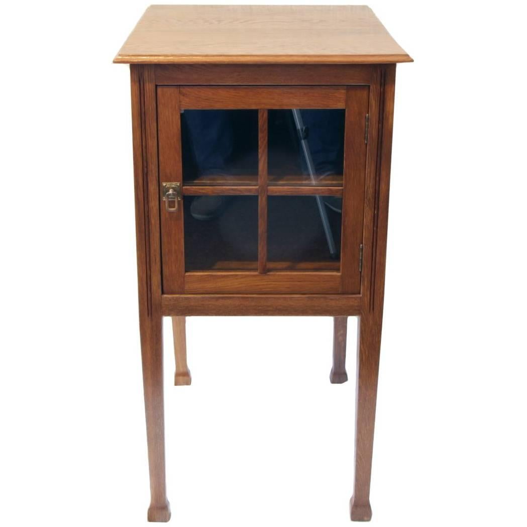 Art Nouveau Oak Small Side Cabinet For Sale