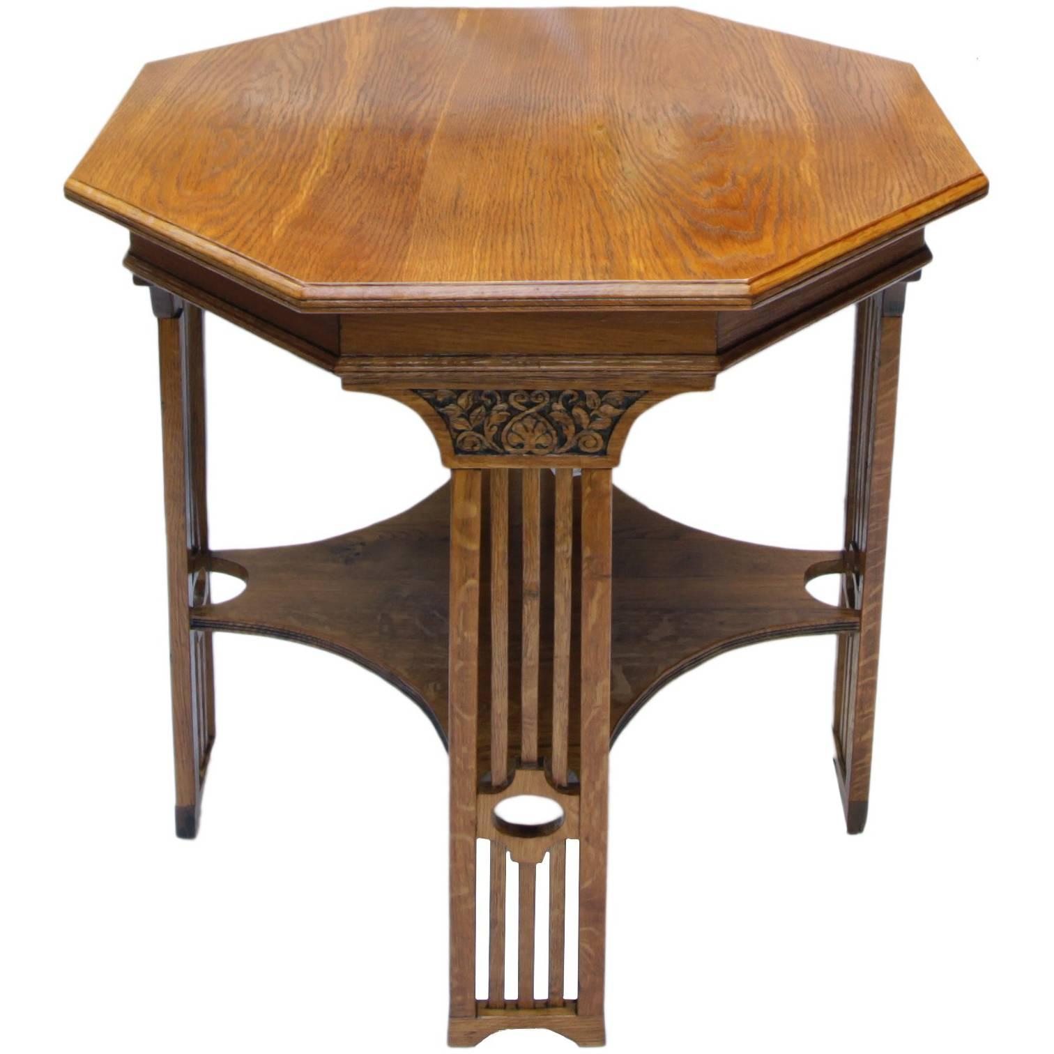 Art Nouveau Oak Small Table