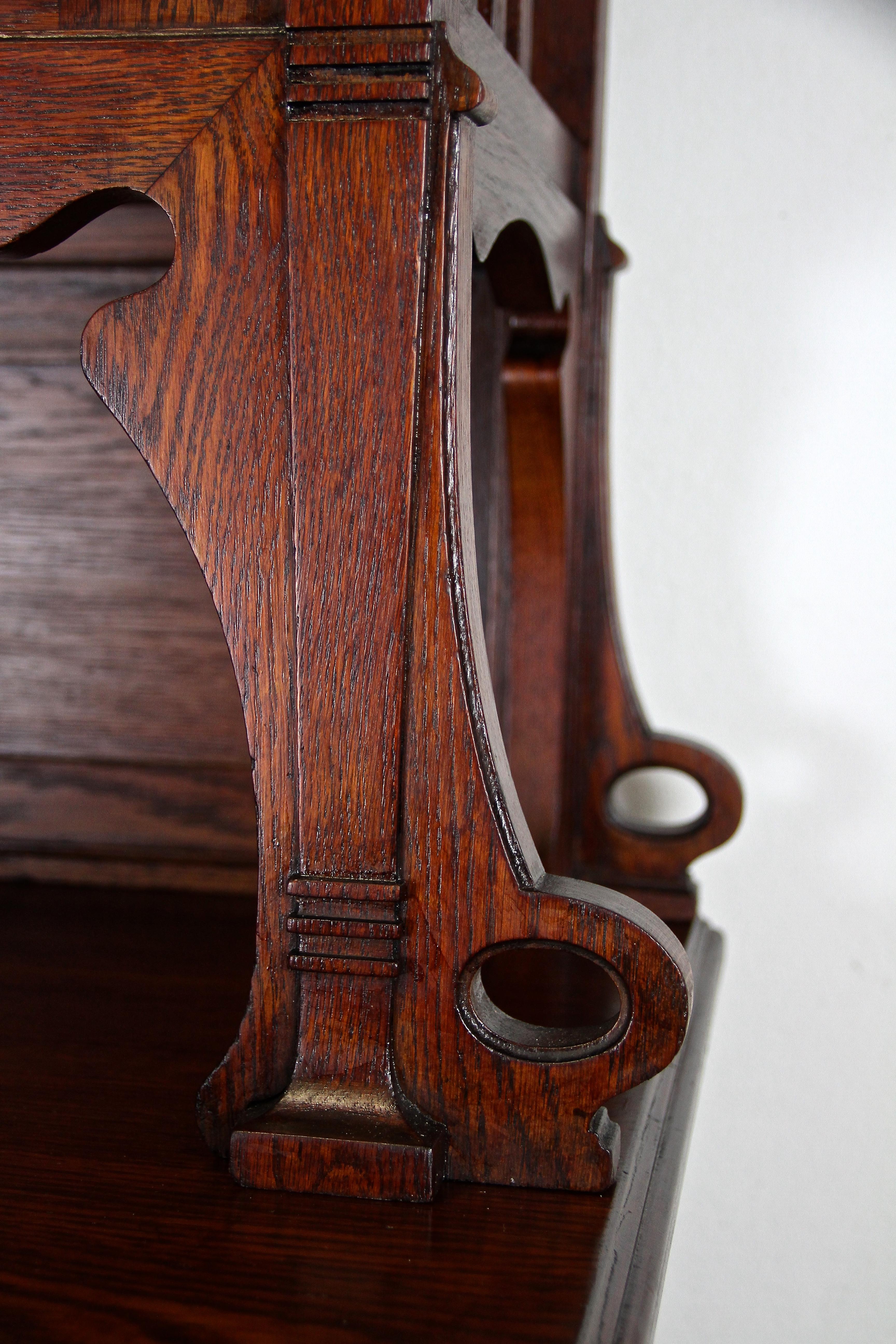 Art Nouveau Oakwood Cabinet/ Buffet with Colored Lead Glass, Austria, circa 1900 5