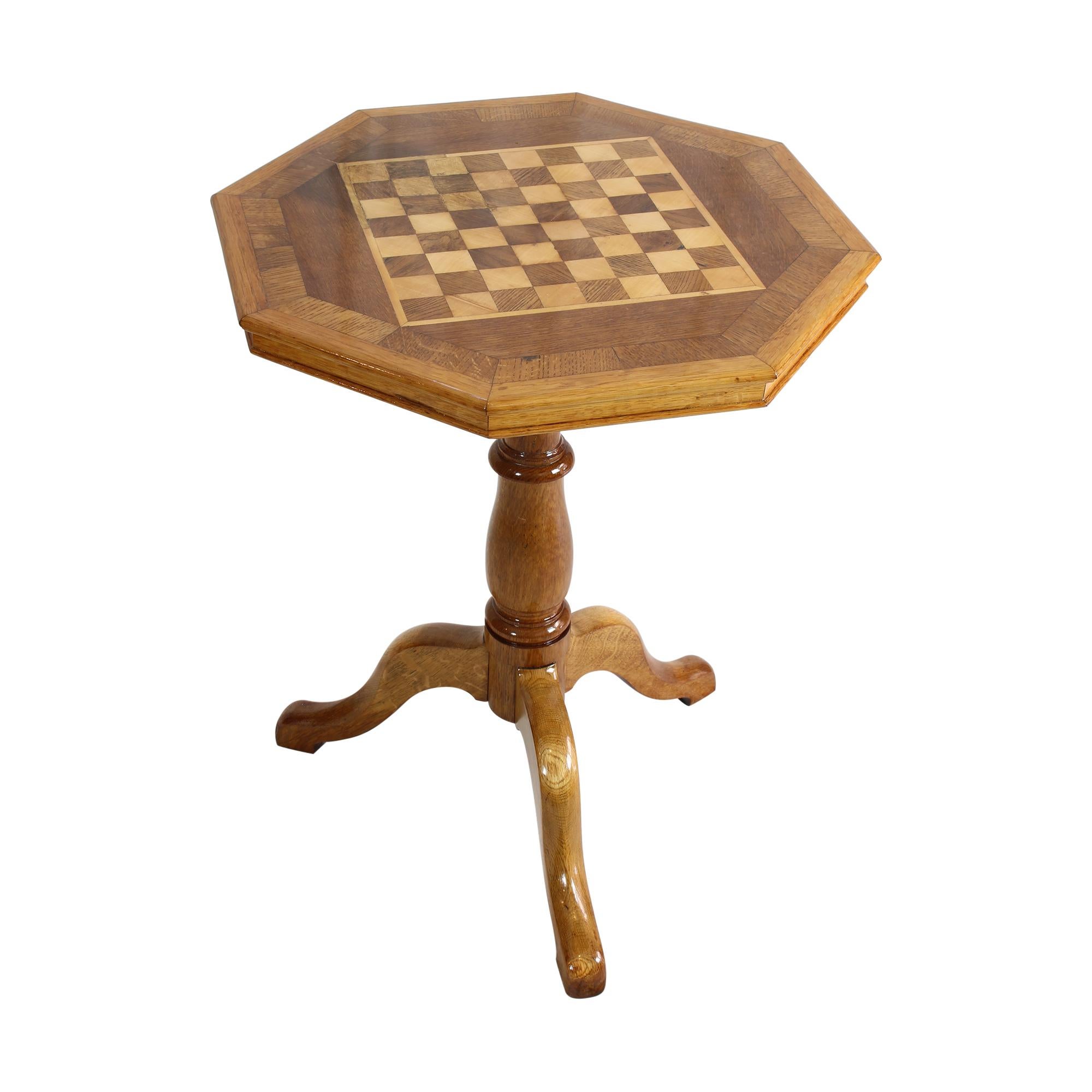 20th Century Art Nouveau Oakwood Chess Table