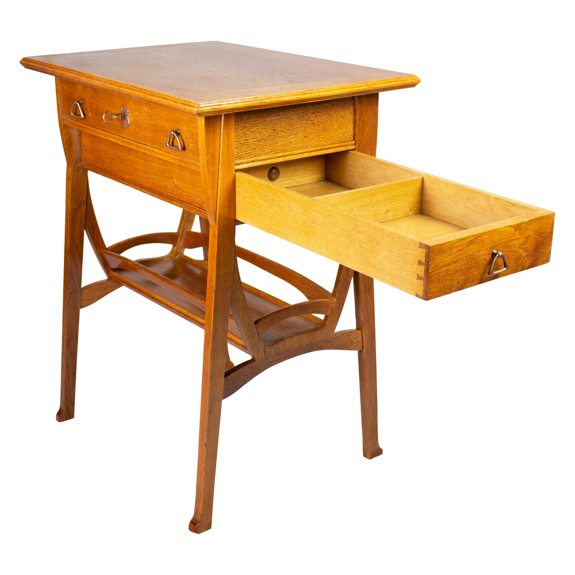 Art Nouveau Oakwood Sewing / Side Table For Sale 10