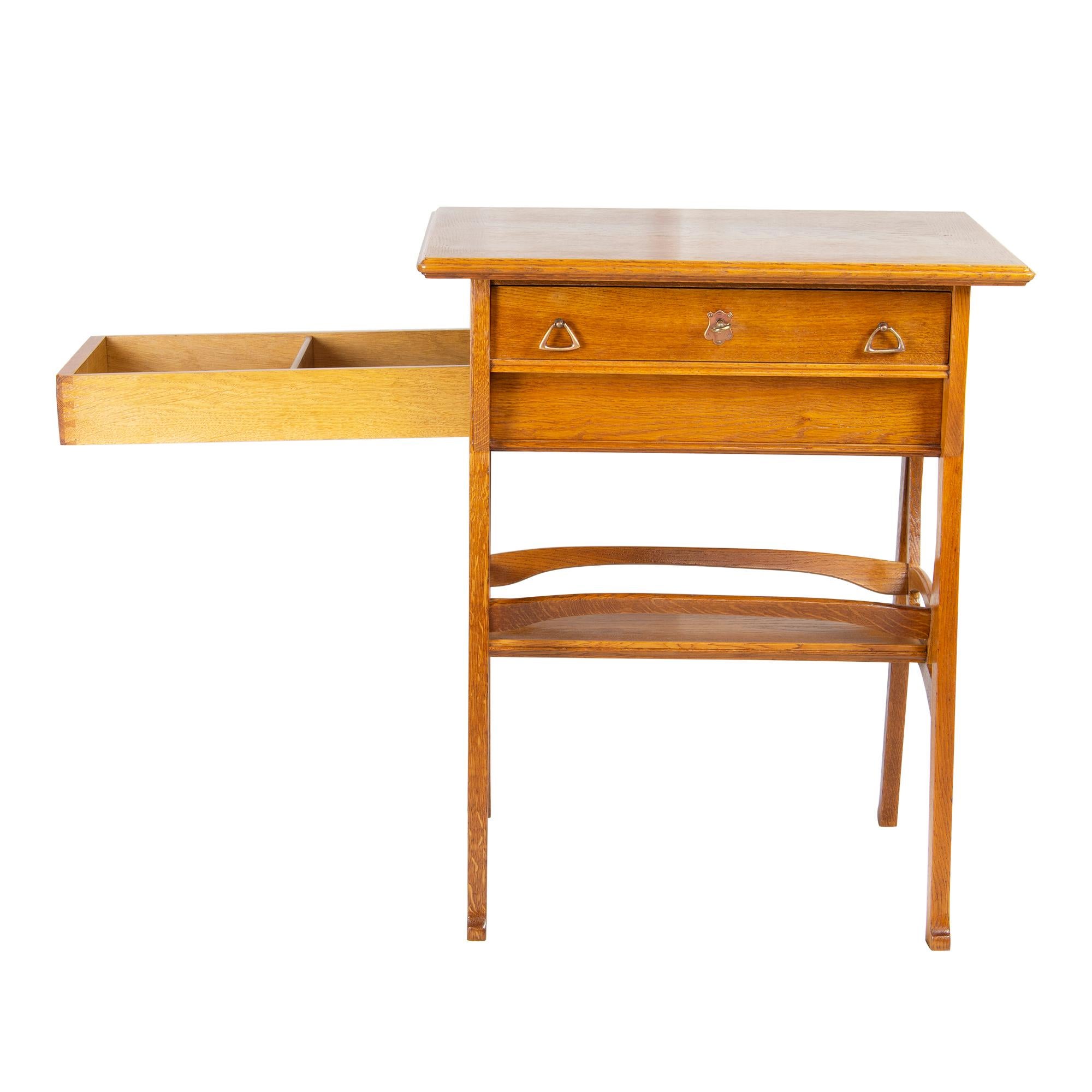 Art Nouveau Oakwood Sewing / Side Table For Sale 3