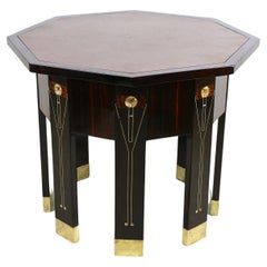 Antique Art Nouveau Octagonal Palisander Table with Mother of Pearl Inlays, AT ca. 1905