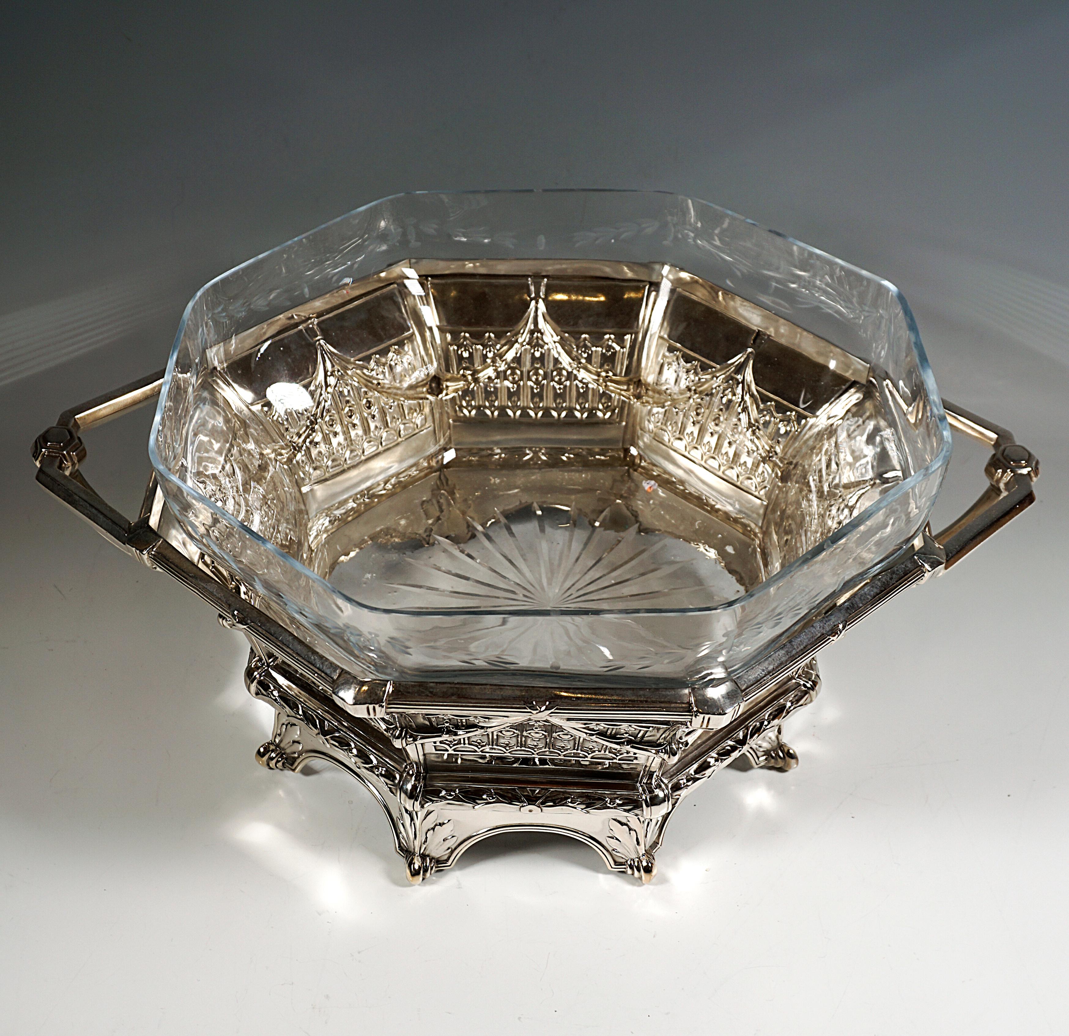 Austrian Art Nouveau Octagonal Silver Centerpiece, by a. Bachruch, Austria-Hungary, 1910