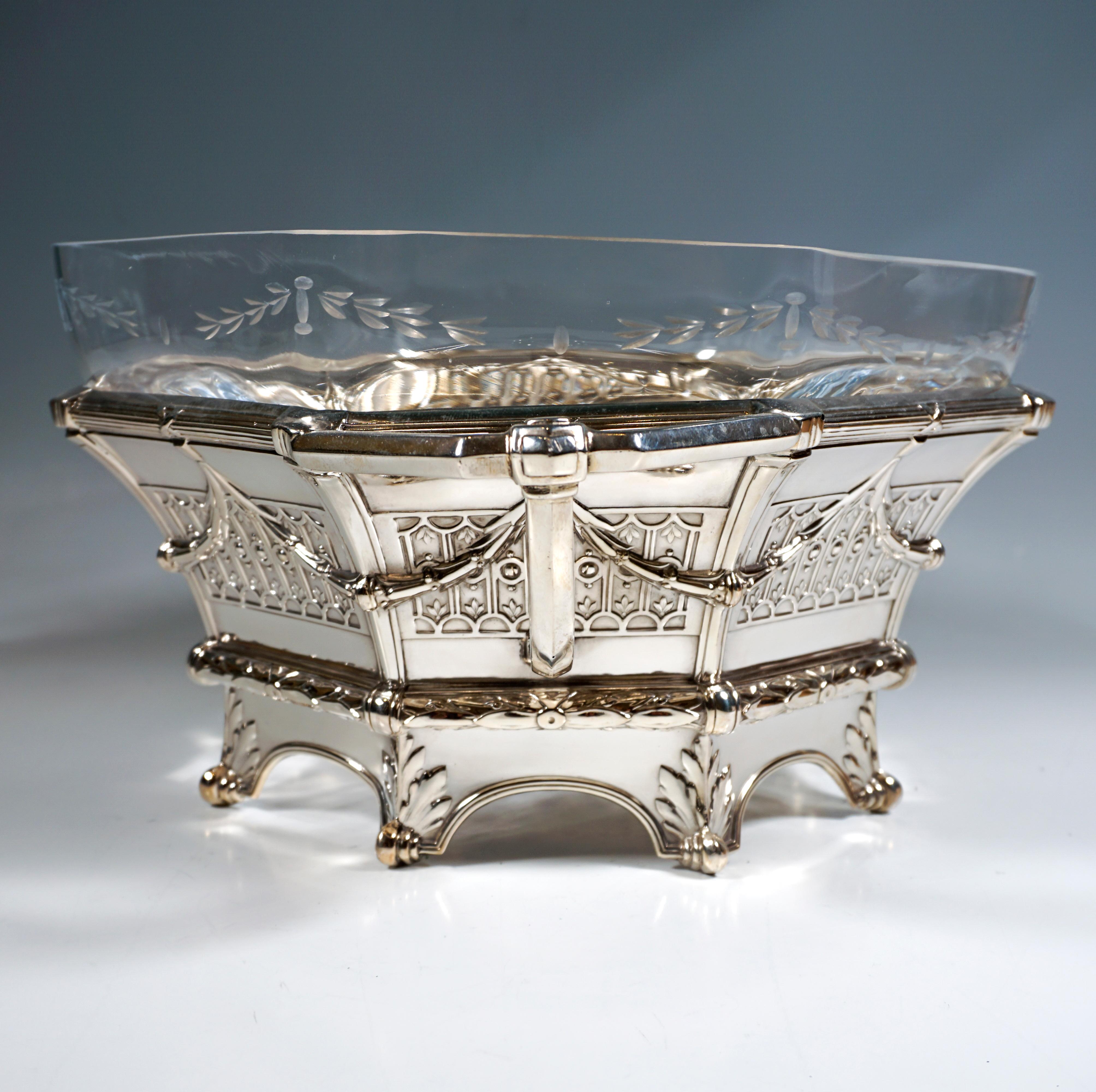 Early 20th Century Art Nouveau Octagonal Silver Centerpiece, by a. Bachruch, Austria-Hungary, 1910