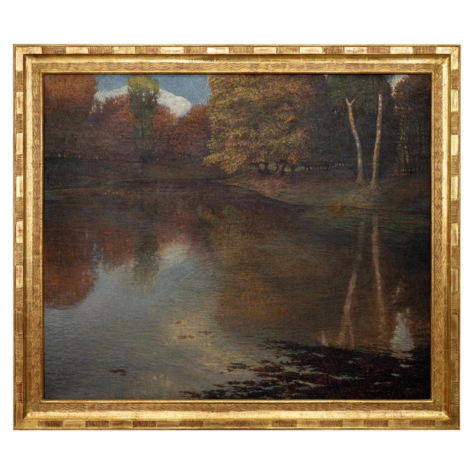 Jugendstil-Ölgemälde "Wasserspiegel" Rudolf Quittner ca. 1903 signiert