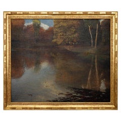 Art nouveau oil painting „Wasserspiegel" Rudolf Quittner ca. 1903 signed