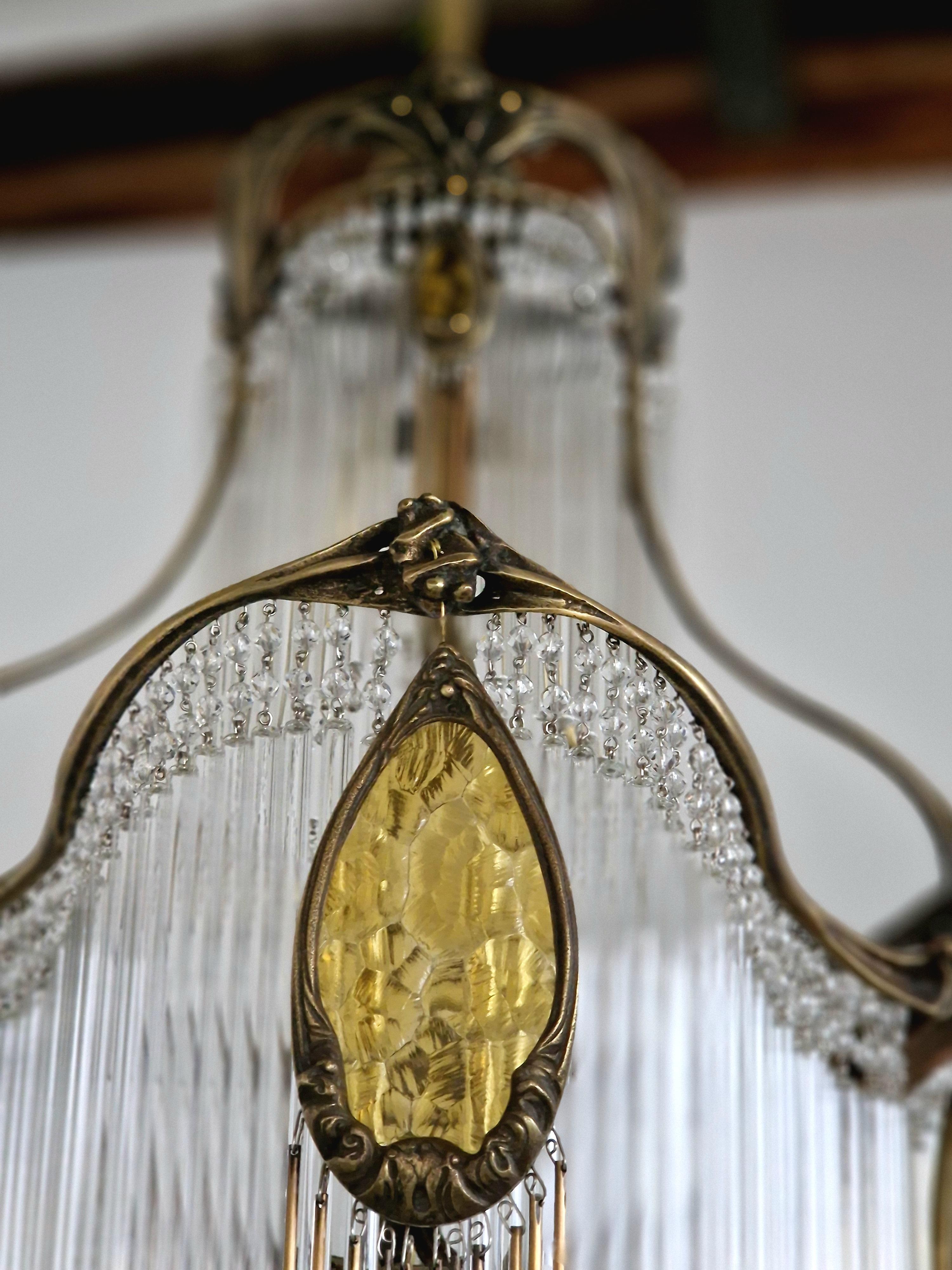 Art Nouveau Old Bronze Hector Guimard Chandelier In New Condition For Sale In Rebais, FR