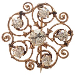 Art Nouveau Old Mine Cut Diamond Pin
