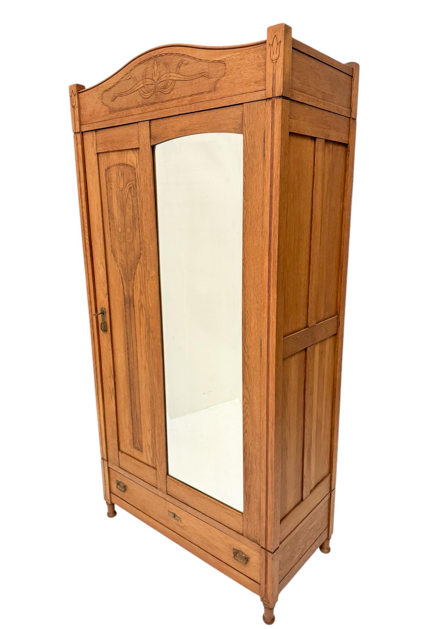 Dutch Art Nouveau One-Door Armoire or Wardrobe, 1900s