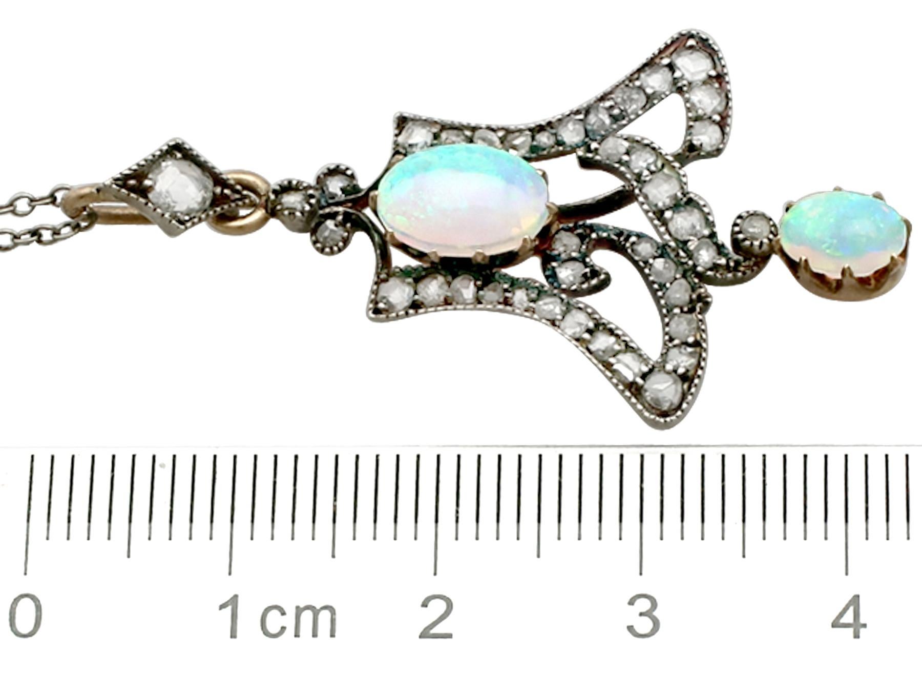 Art Nouveau Opal 1.12 Carat Diamond Pendant 1