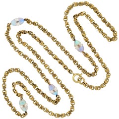 Art Nouveau Opal and Rock Crystal Chain Necklace