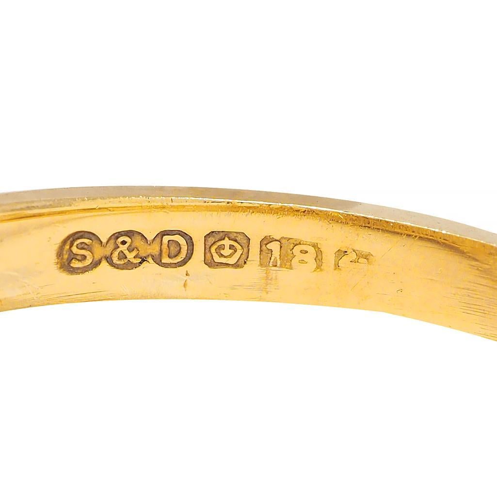 Art Nouveau Opal Diamond 18 Karat Yellow Gold Antique Scroll Band Ring 7