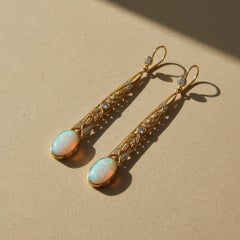 Art Nouveau Opal Drop Earrings 14k gold
