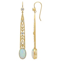 Art Nouveau Opal Drop Earrings 14k gold