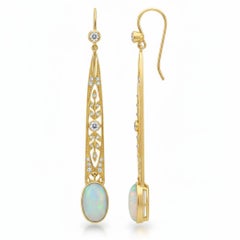Art Nouveau Opal Drop Earrings silver, gold