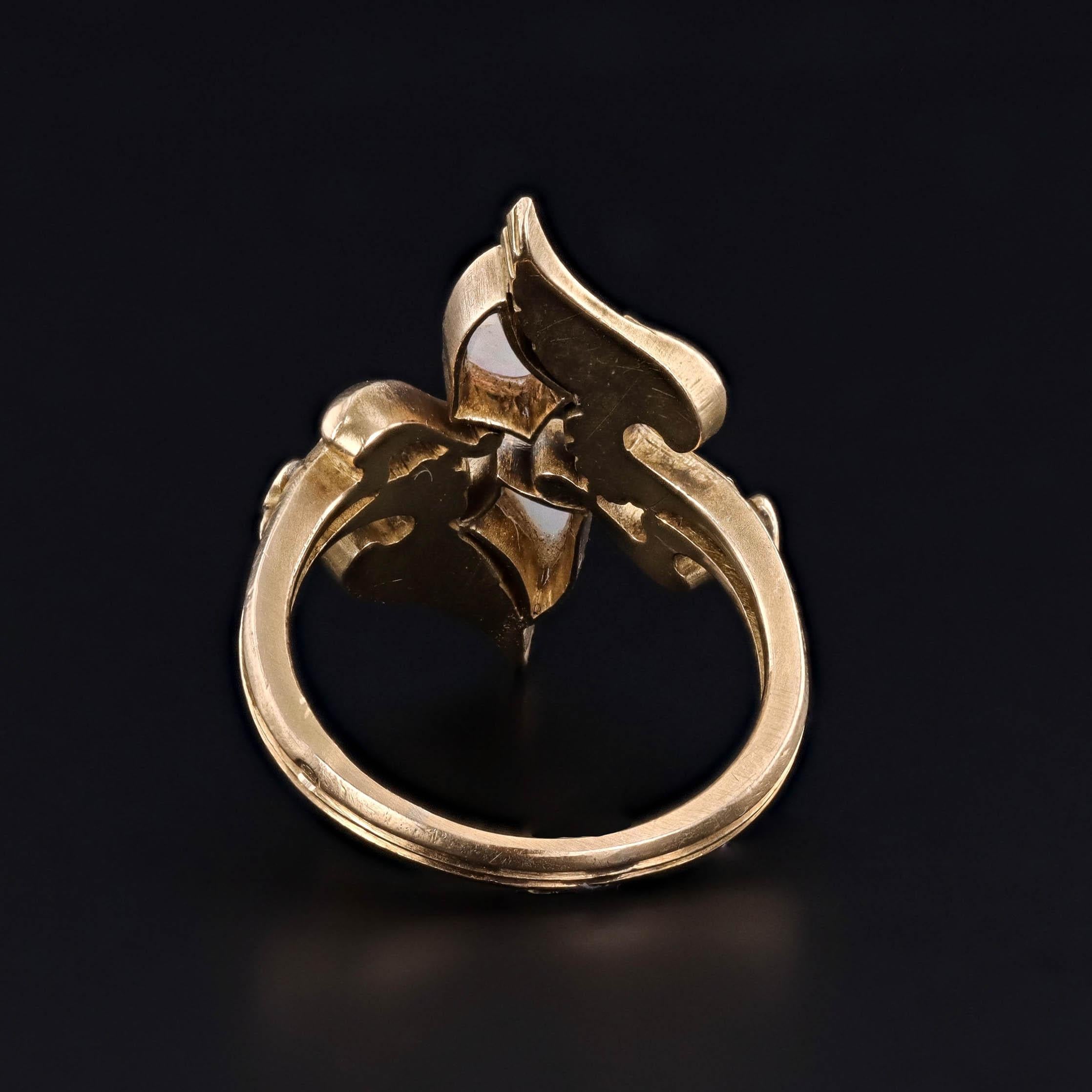 Anello ad ali di opale in stile Art Nouveau in oro 18k In condizioni buone in vendita a Lewisburg, PA