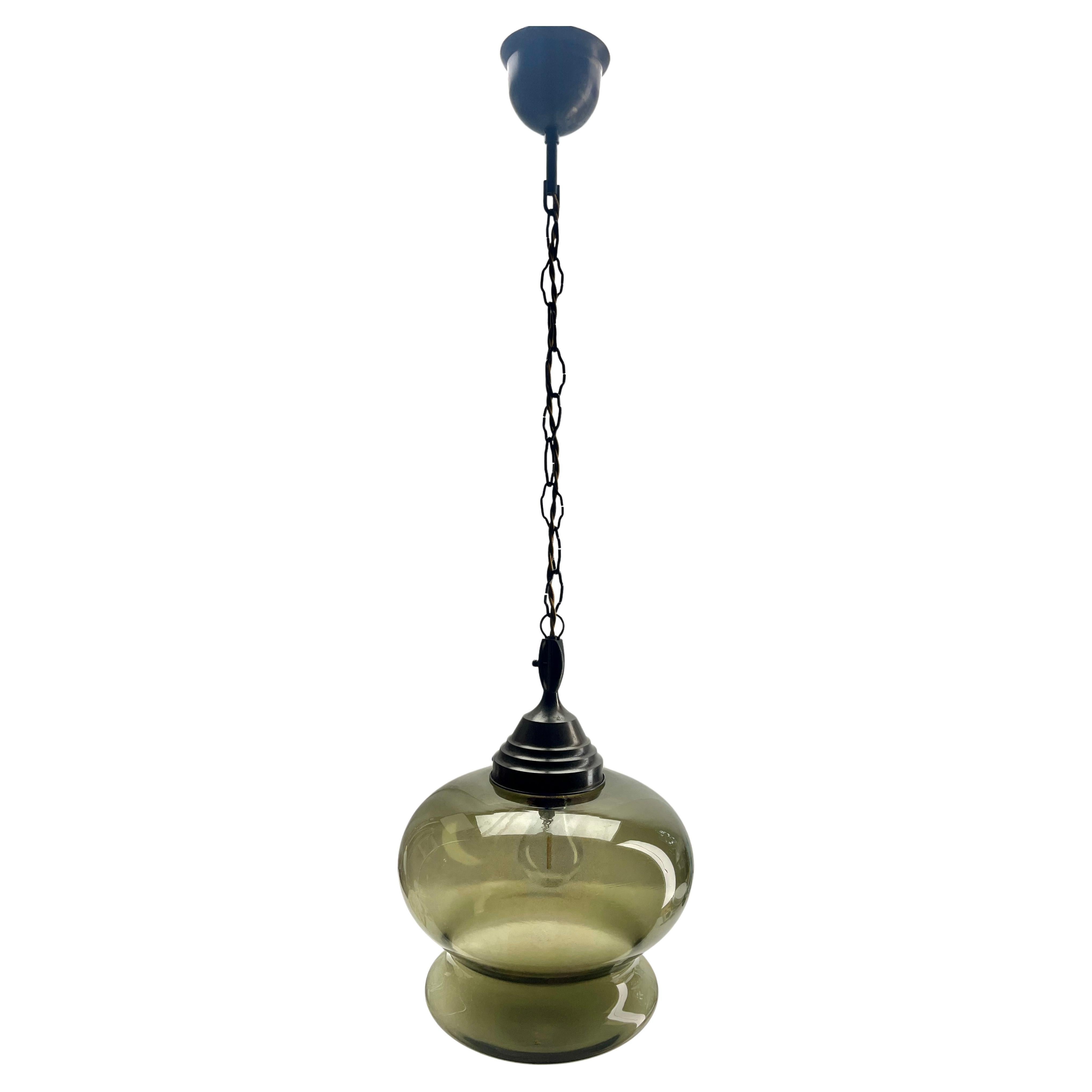 Jugendstil-Deckenleuchte aus Opal, massiver belgischer Glasschirm, 1930er Jahre im Angebot