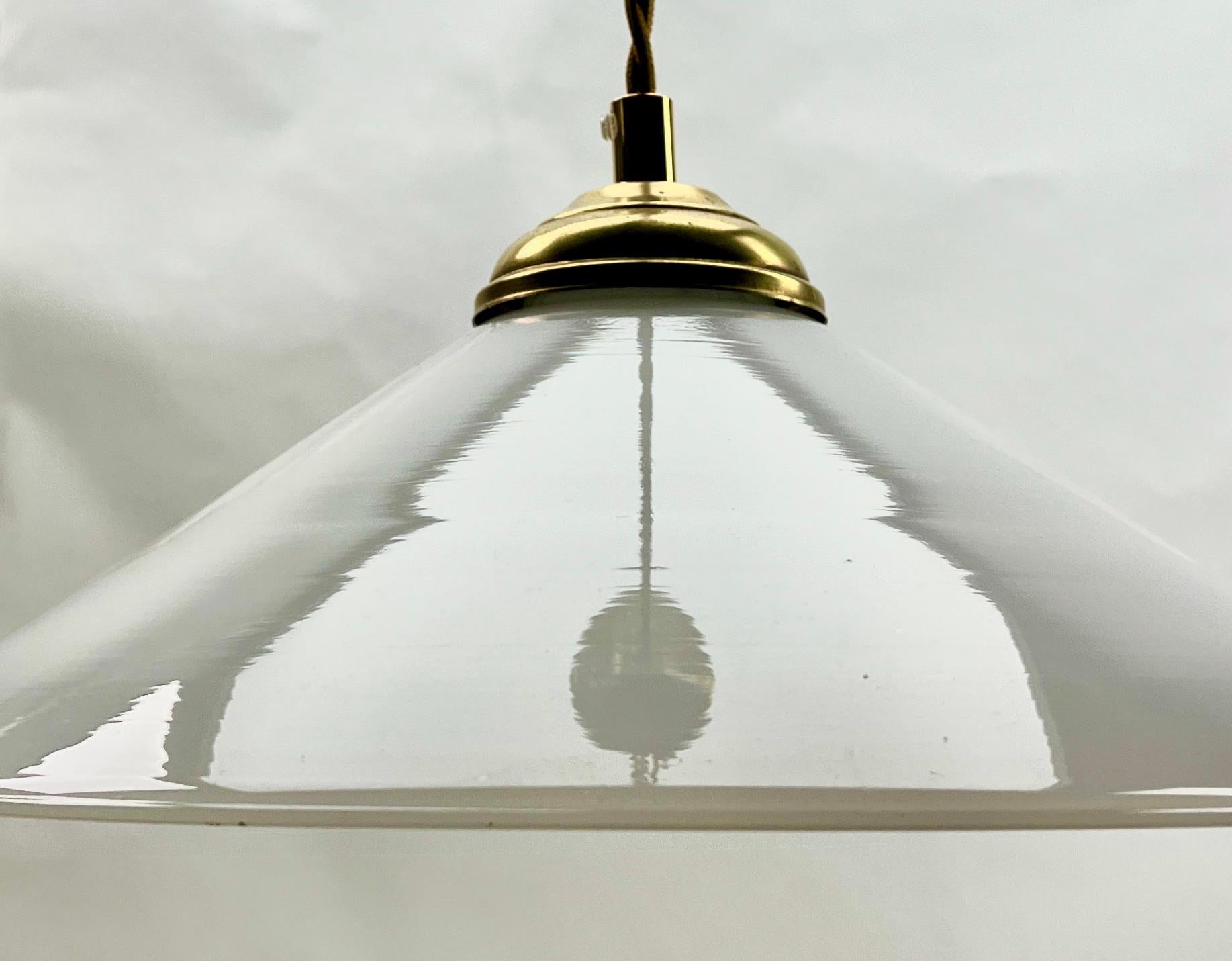 Mid-20th Century Art Nouveau Opaline Ceiling Lamp, Scailmont Belgium Glass Shade, 1930s