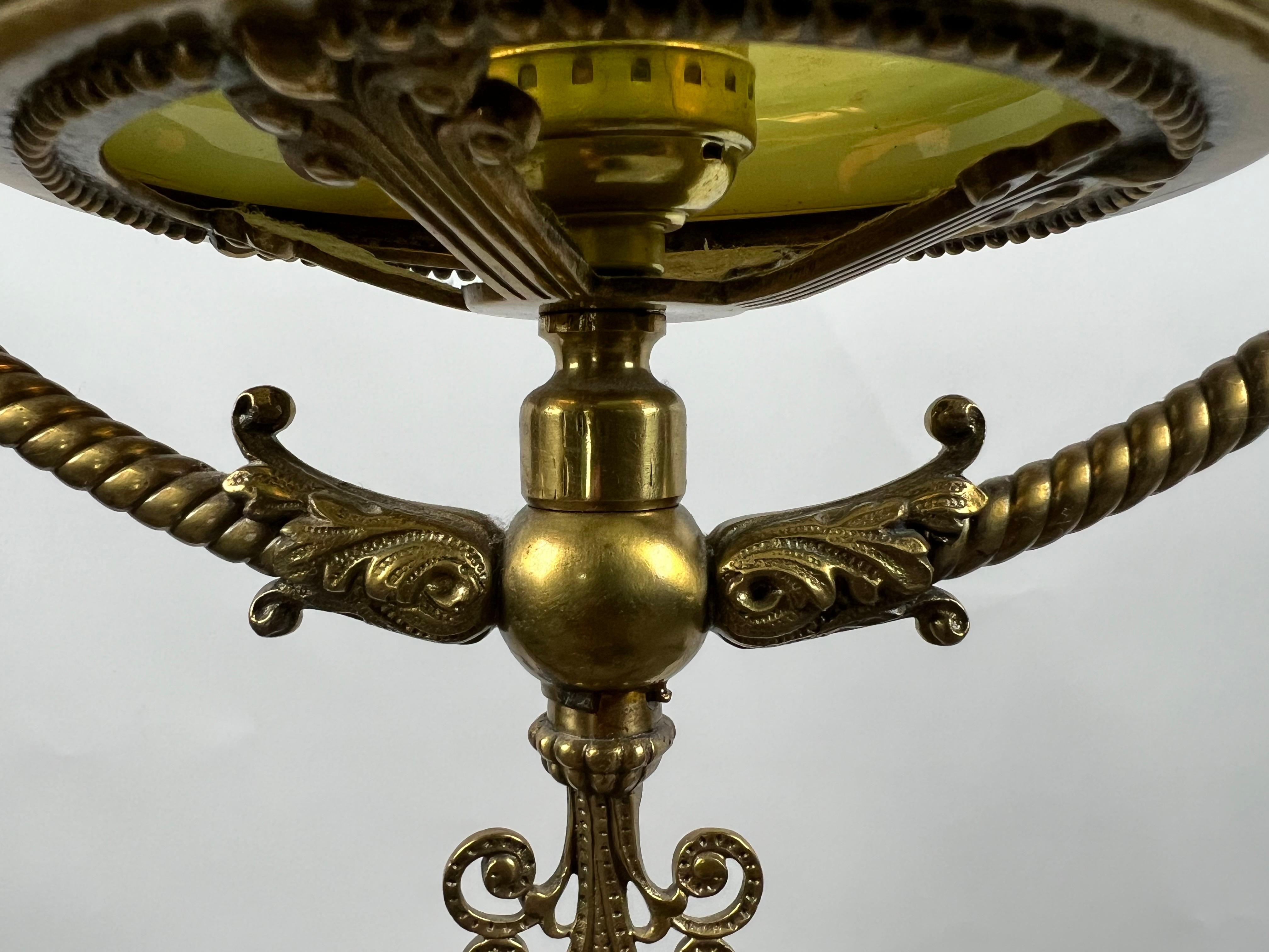 Art Nouveau Opaline Glass & Bronze Chandelier or Pendant 10