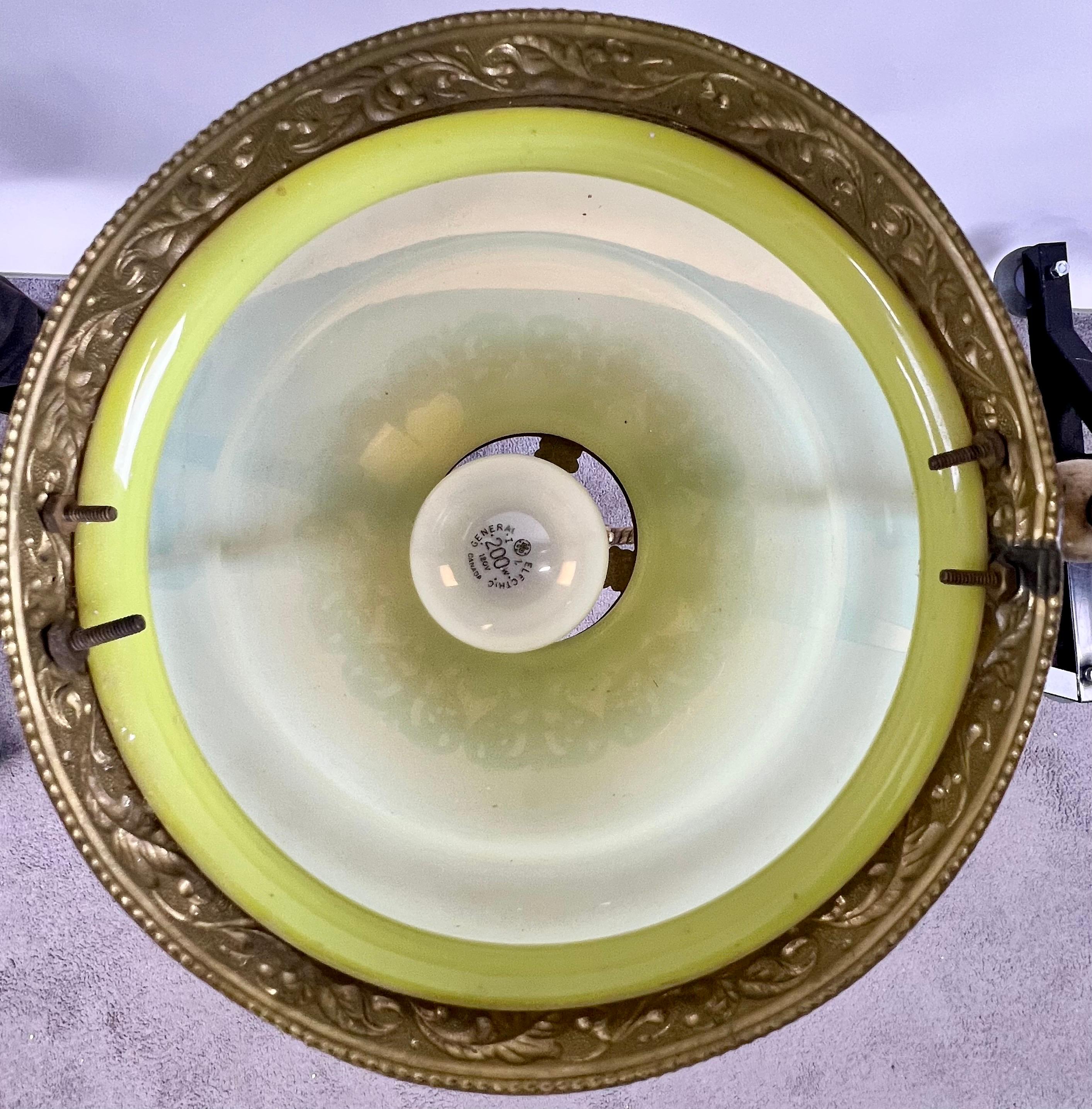 Art Nouveau Opaline Glass & Bronze Chandelier or Pendant 13