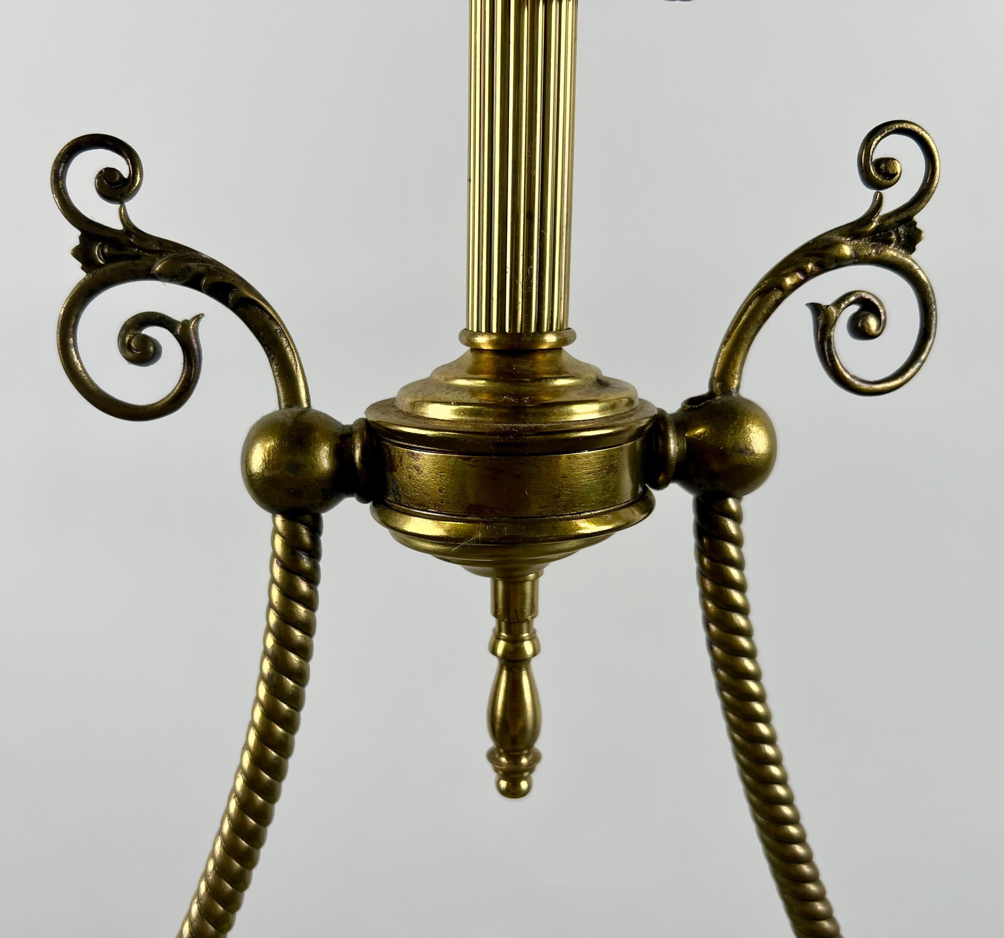 20th Century Art Nouveau Opaline Glass & Bronze Chandelier or Pendant