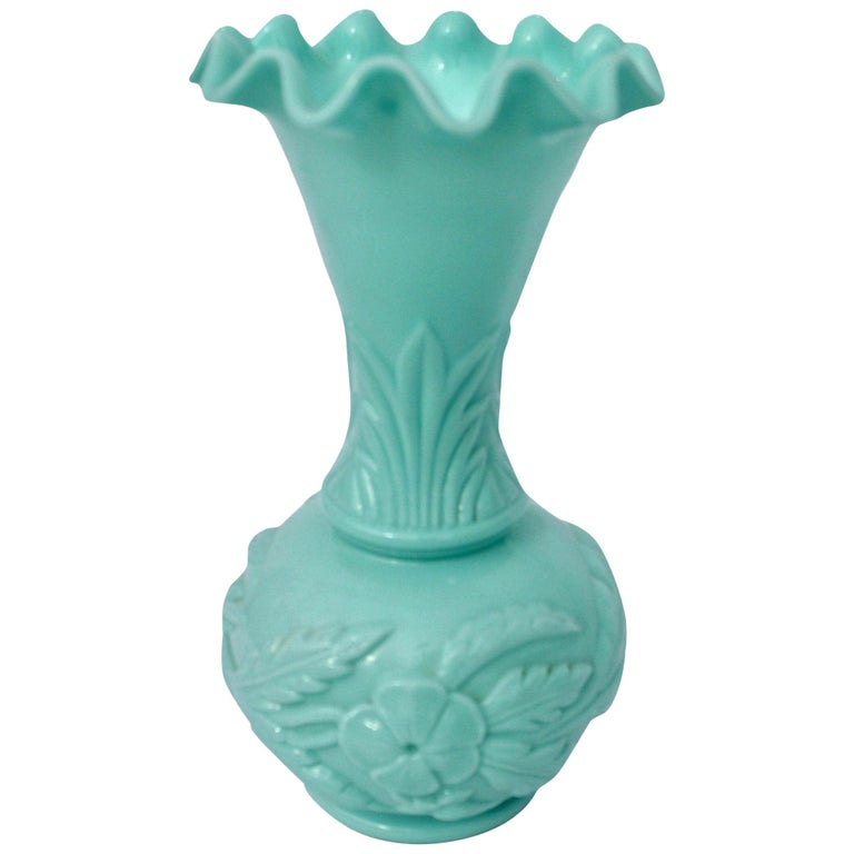 Art Nouveau Opaline Glass Vase, Mint Color Portieux Vallerysthal, French,  1900s at 1stDibs