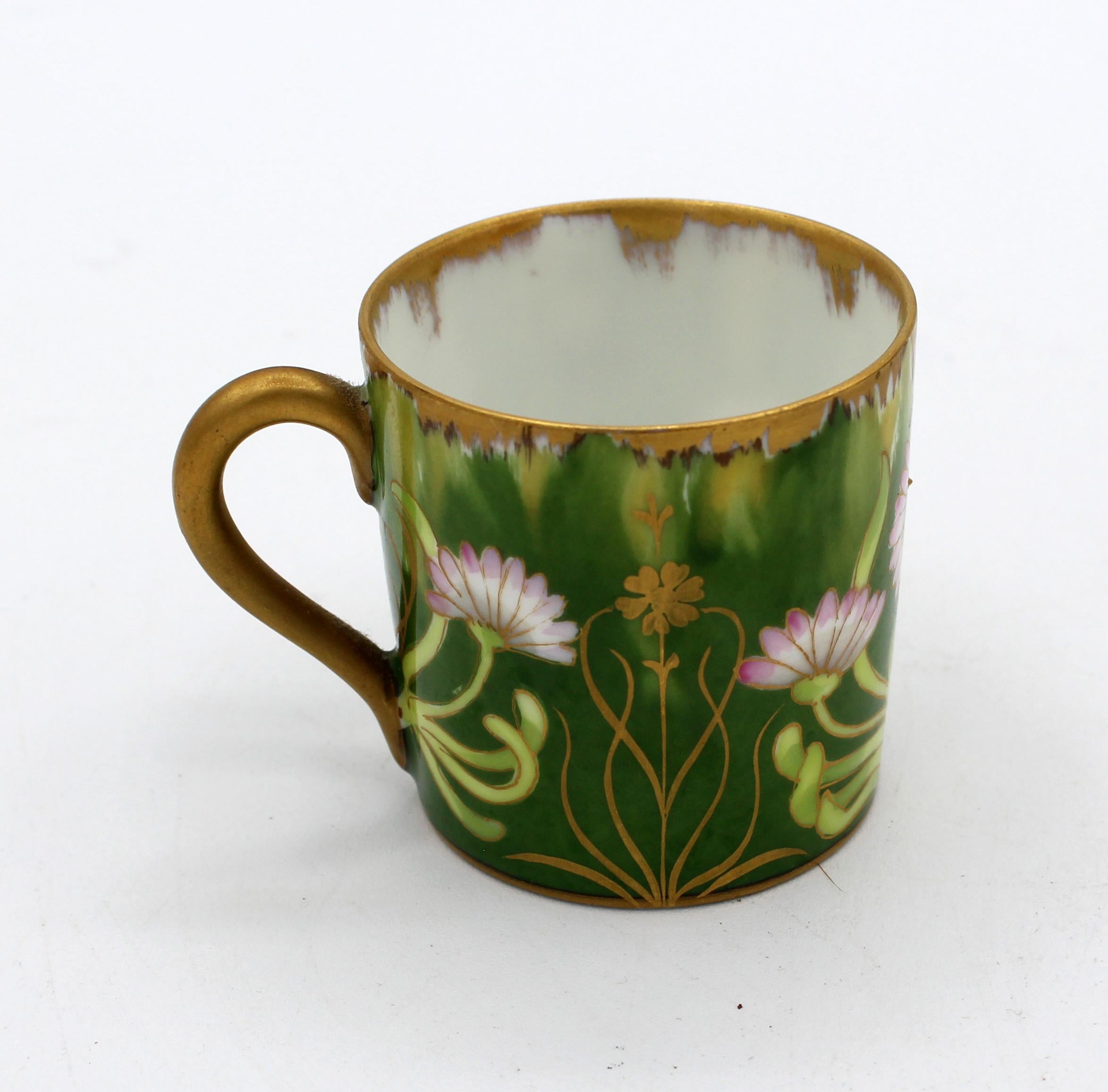 Art Nouveau or Jugendstil Period Demitasse Cup & Saucer by Nymphenburg, Germany In Good Condition In Chapel Hill, NC