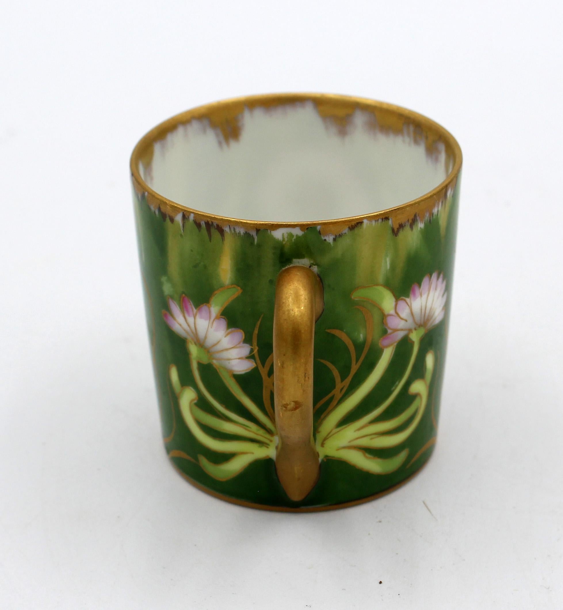 19th Century Art Nouveau or Jugendstil Period Demitasse Cup & Saucer by Nymphenburg, Germany