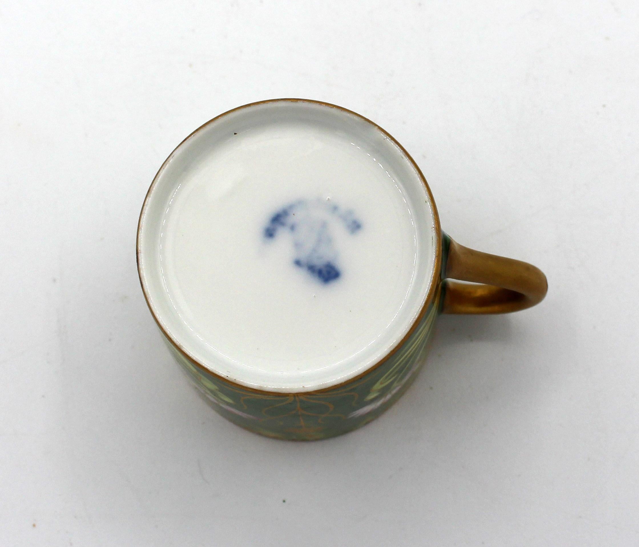 Art Nouveau or Jugendstil Period Demitasse Cup & Saucer by Nymphenburg, Germany 1
