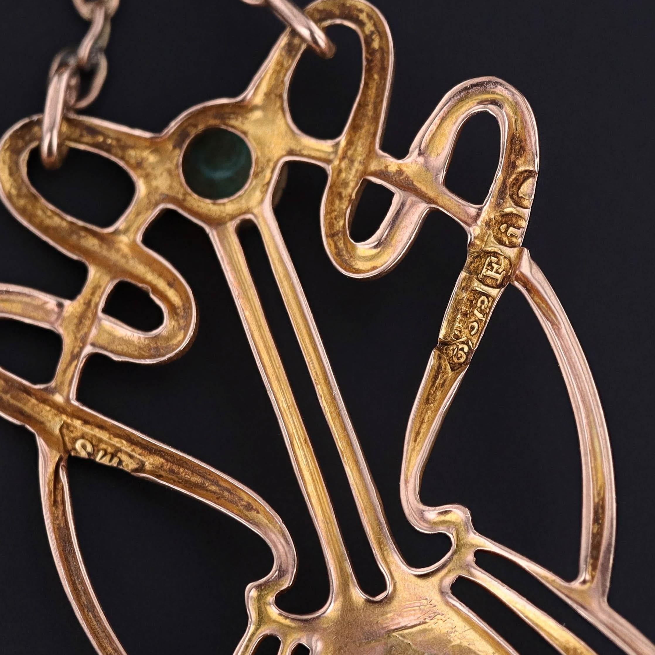 Collana di turchese Art Nouveau o Jugendstil in oro 9 ct. In condizioni buone in vendita a Lewisburg, PA