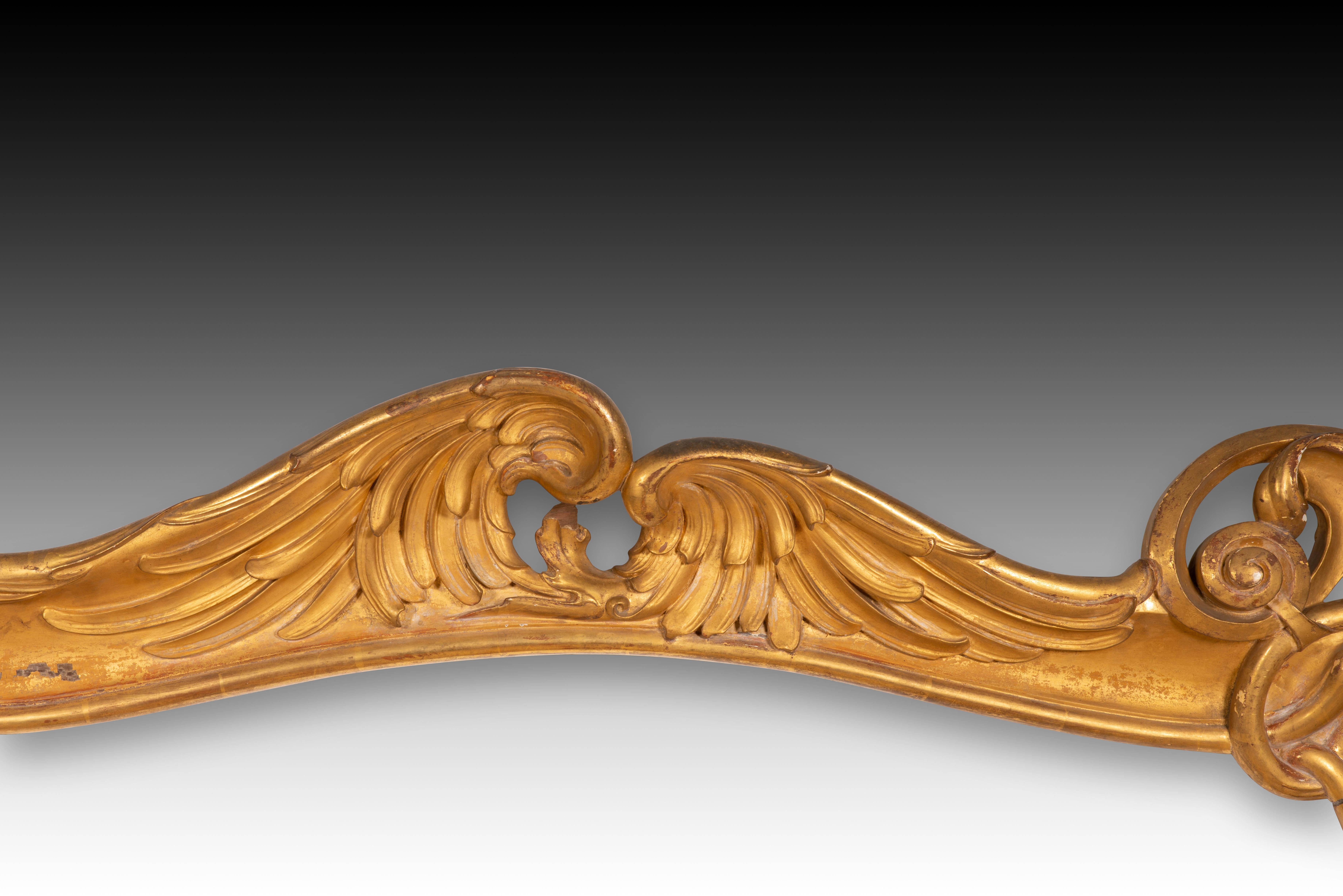 Européen Cadre Art nouveau ou moderniste. Bois sculpté. Circa 1900.