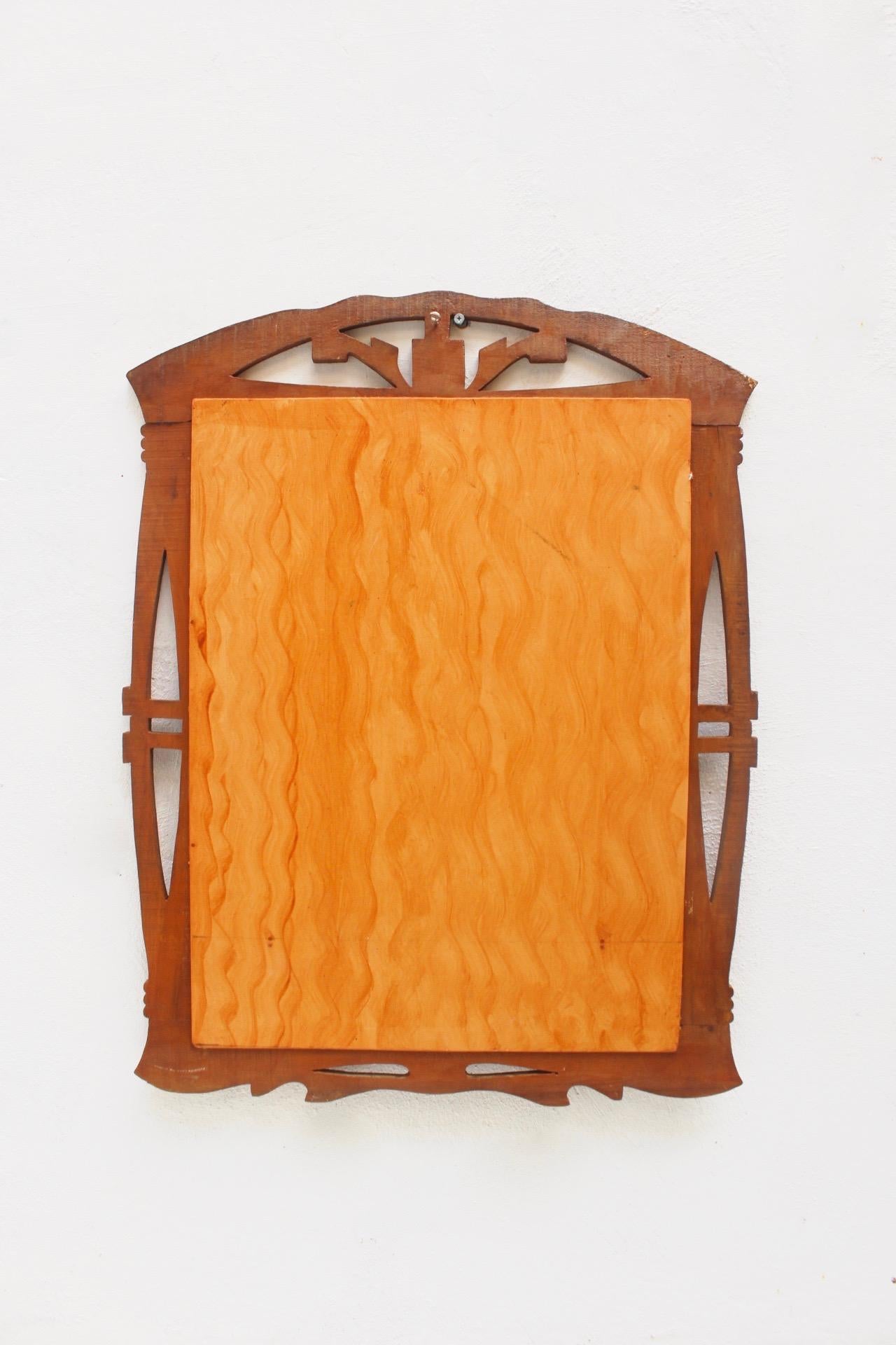 20th Century Art Nouveau or Modernist Spanish Wood Wall Mirror, 1910s For Sale