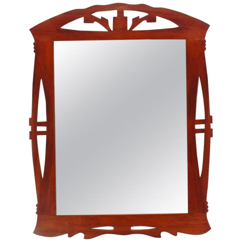 Art Nouveau or Modernist Spanish Wood Wall Mirror, 1910s For Sale